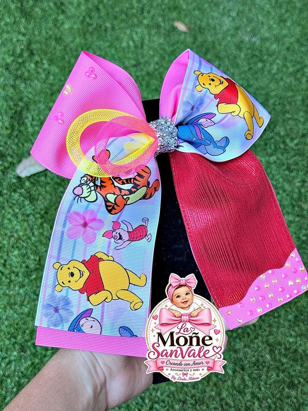 Disney Winnie the Pooh Hair Bow in Pink & Blue